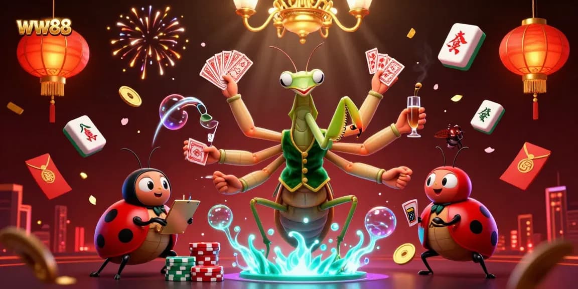Experience thrilling gameplay at ww88 with our vibrant 3D casino illustration featuring colorful elements and characters.