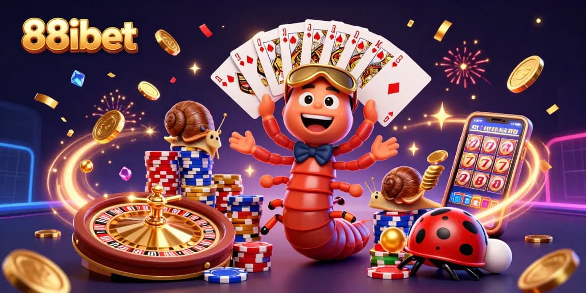 Experience the thrill of 88ibet with our vibrant casino scene featuring a millipede dealer and high-roller characters.