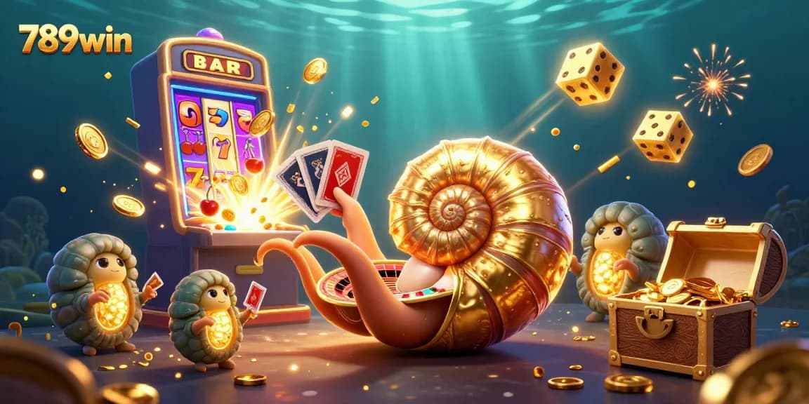 Engage with 789win as a 3D nautilus unleashes casino adventures with vibrant game elements.