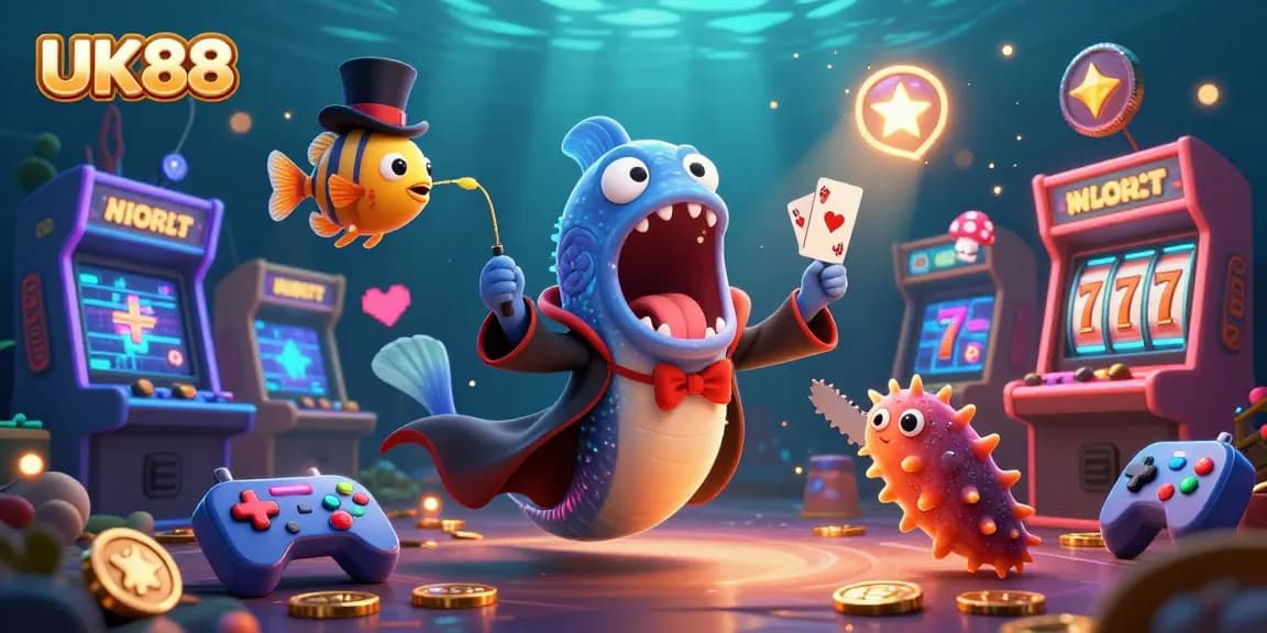 Experience thrilling card tricks and magic with UK88's unique underwater casino scene.