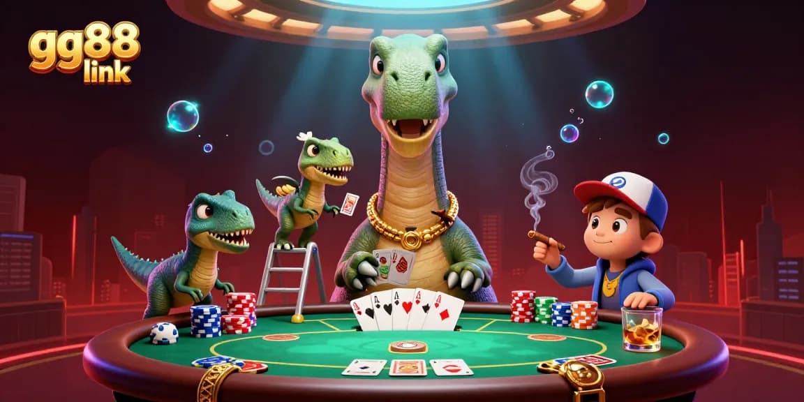Experience exciting gameplay at GG88 link with unique cards dealt by a clever raptor in a vibrant casino.