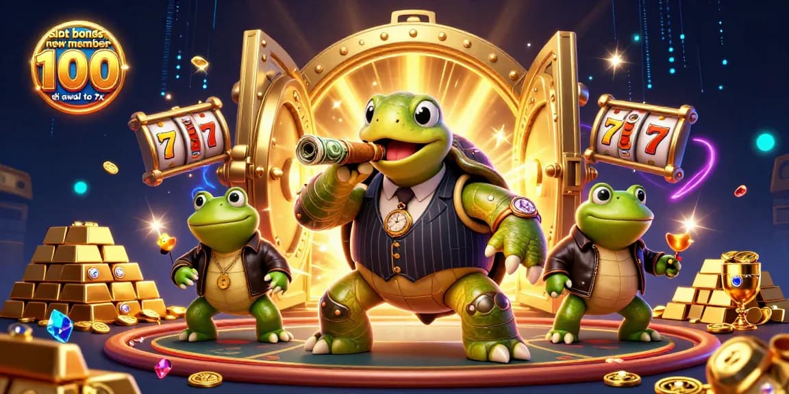 Klaim slot bonus anggota baru 100 di awal hingga 7x dengan tampilan karakter kasino unik dan suasana kaya harta