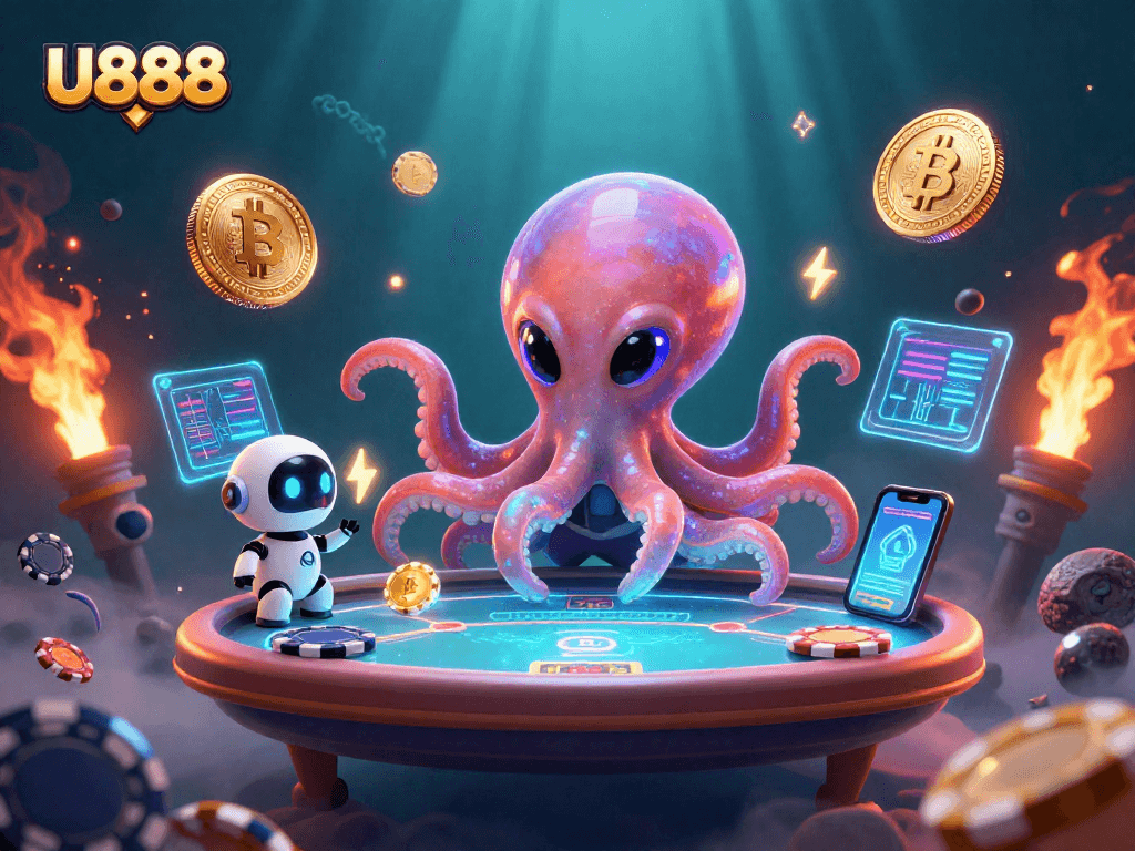 Play with U888's 3D animated octopus in a thrilling poker tableau