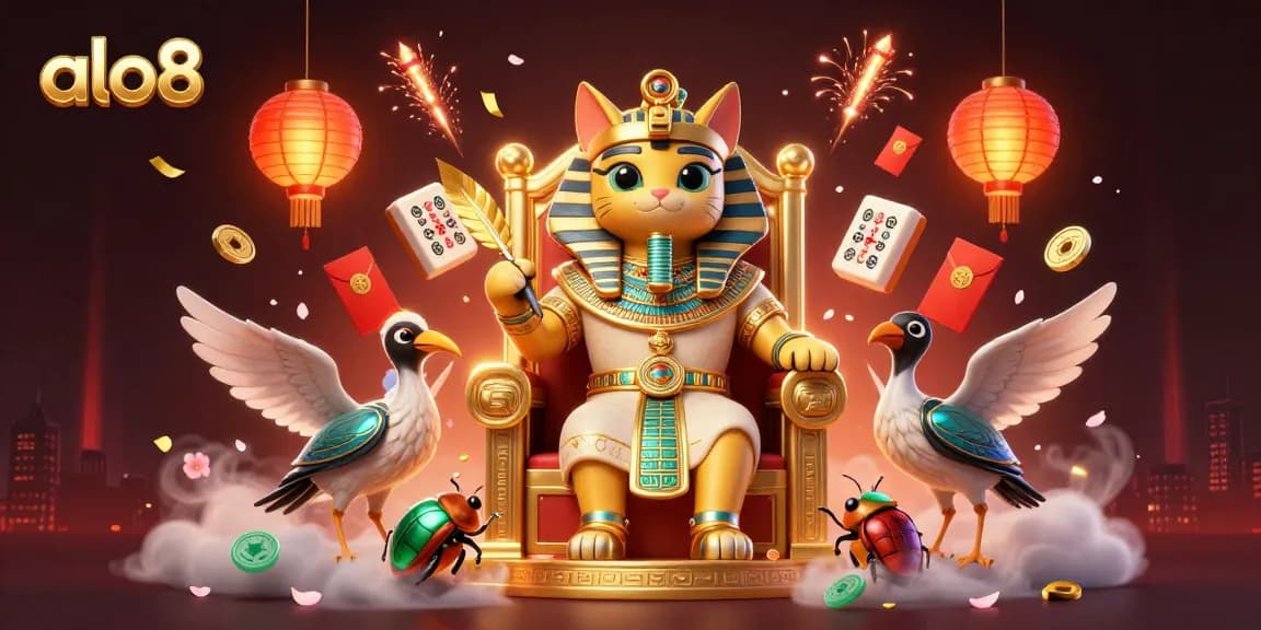 Engage with alo8's vibrant casino atmosphere featuring 3D characters, games, and dramatic lighting.