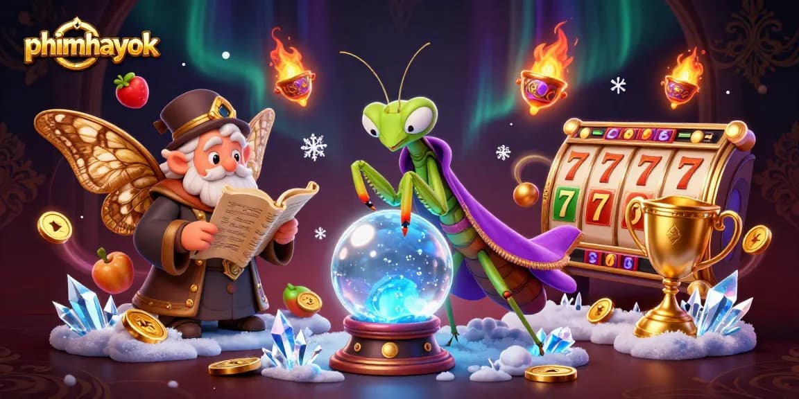 Win big at phimhayok with vibrant slot reels and enchanting characters in a mesmerizing casino scene.