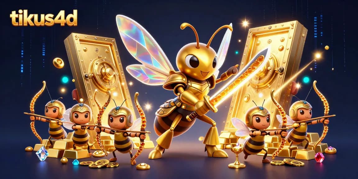 Engage with tikus4d's thrilling gaming experience featuring a samurai hornet and bee archers amidst treasures.