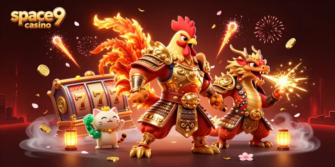 Spin to win at space9 casino with dynamic characters and rich visuals in a vibrant scene.