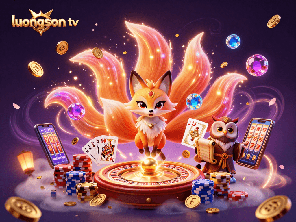 Experience thrilling gaming action with luongson tv, featuring vibrant 3D characters and casino elements.
