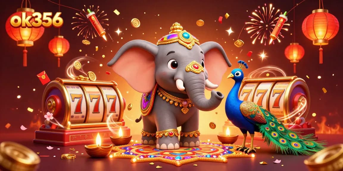 Experience the excitement of ok356 casino gaming with vibrant symbols and festive decorations.