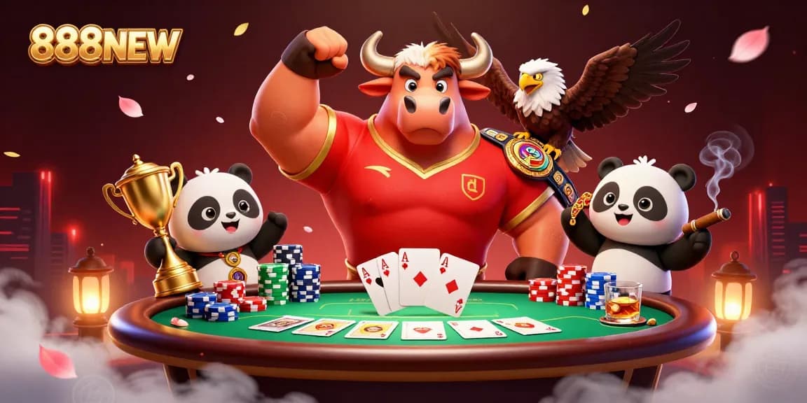 Win big with the exciting 888NEW casino scene featuring colorful poker elements.