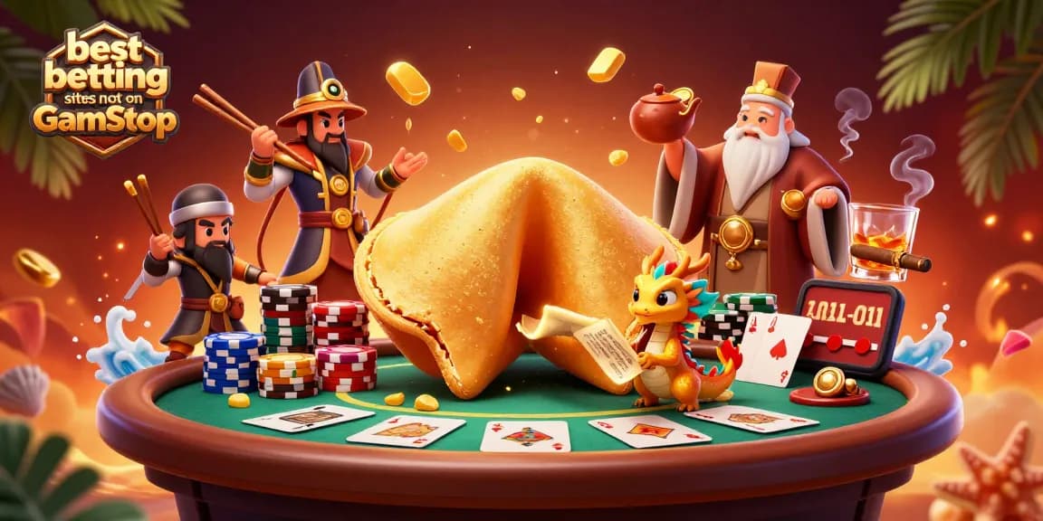 Experience the best betting sites not on GamStop with vibrant casino elements and characters.
