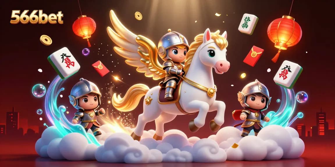 Experience thrilling games with 566bet through a magical 3D illustration featuring games and rewards.
