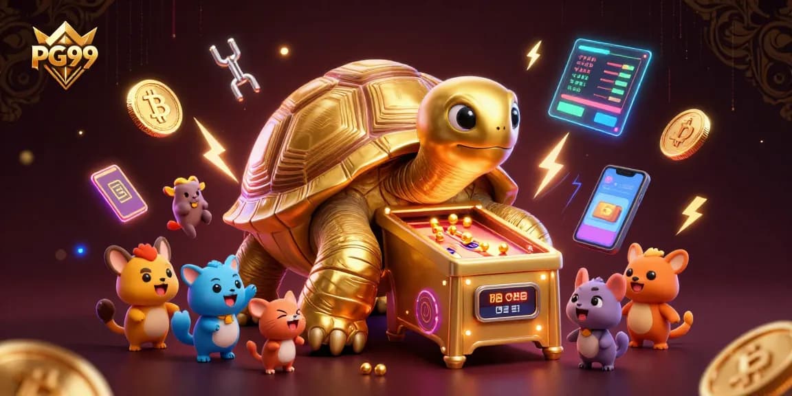 Engage with PG99's exciting gaming experience through vibrant visual elements in the illustration.