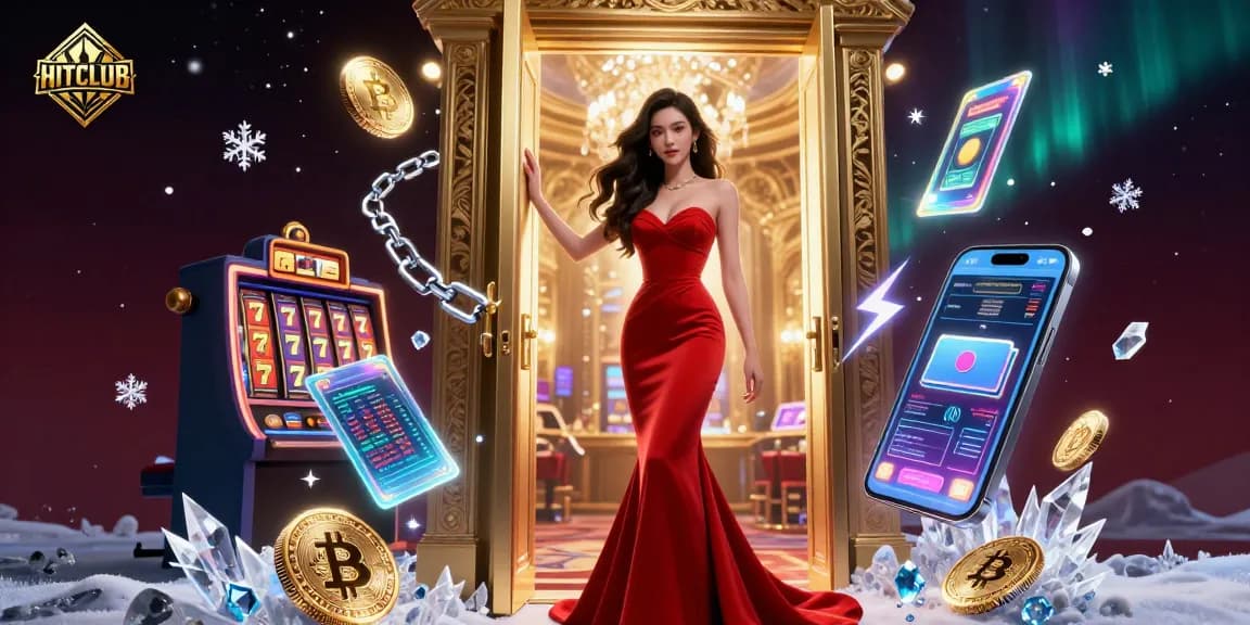 Engage in thrilling games at HITCLUB with jackpot slots and crypto elements shining brightly.