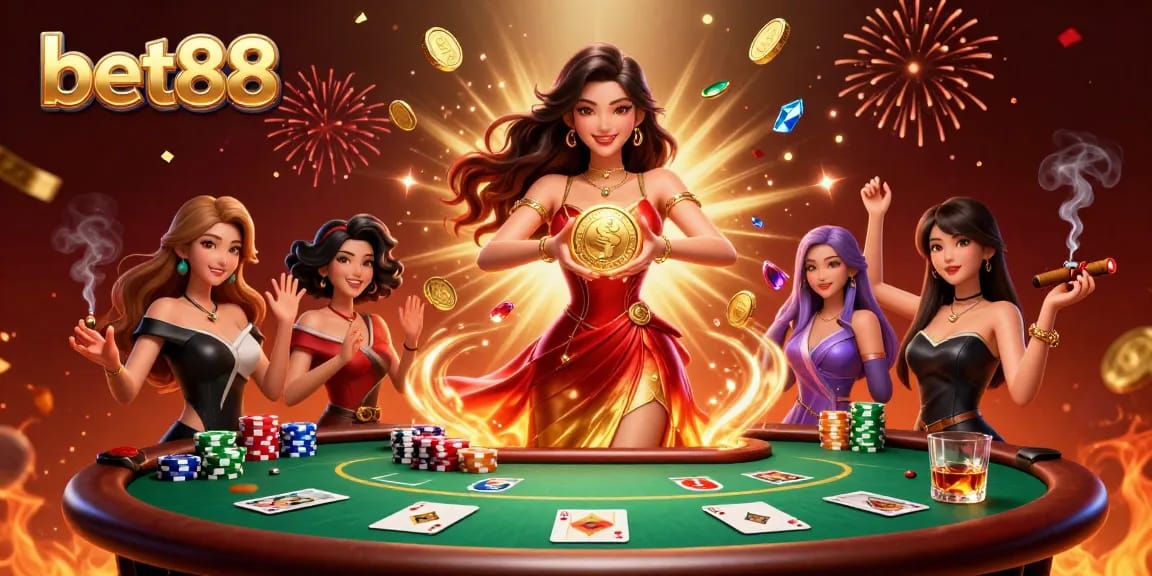 Experience excitement with bet88 as you enjoy gaming action surrounded by vibrant poker elements.