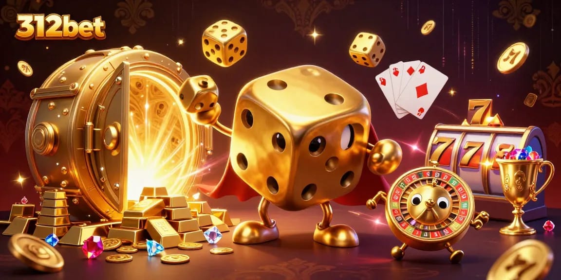 Play exciting slot games with 312bet's engaging golden dice golem and dynamic visuals.