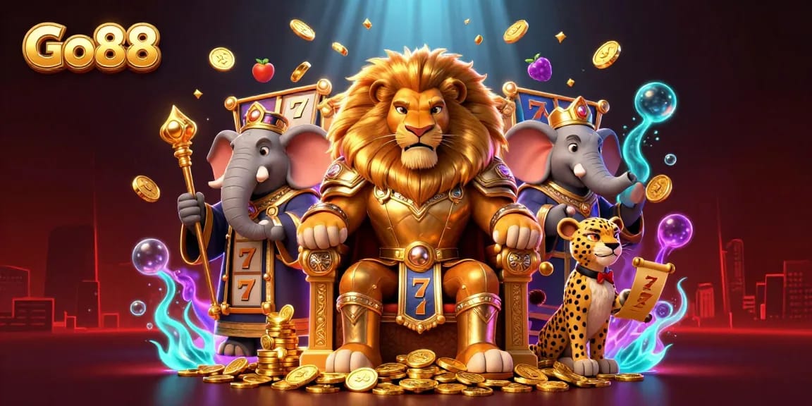 Engage with Go88's thrilling slots and games in an enchanting, majestic casino scene.