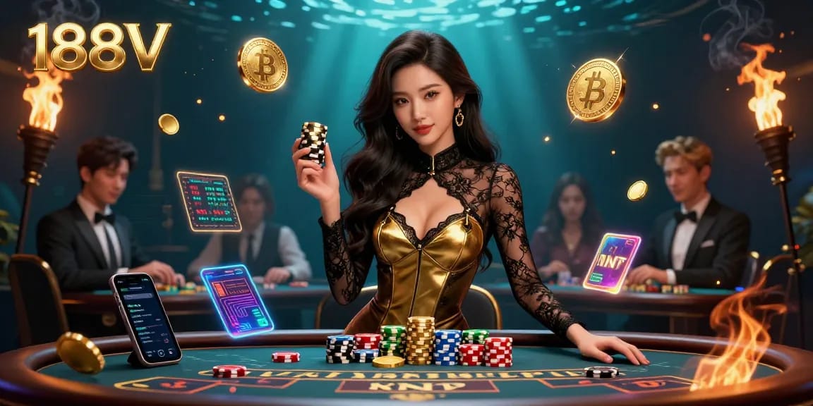 Experience high-stakes baccarat at 188V with stunning visuals and crypto elements.