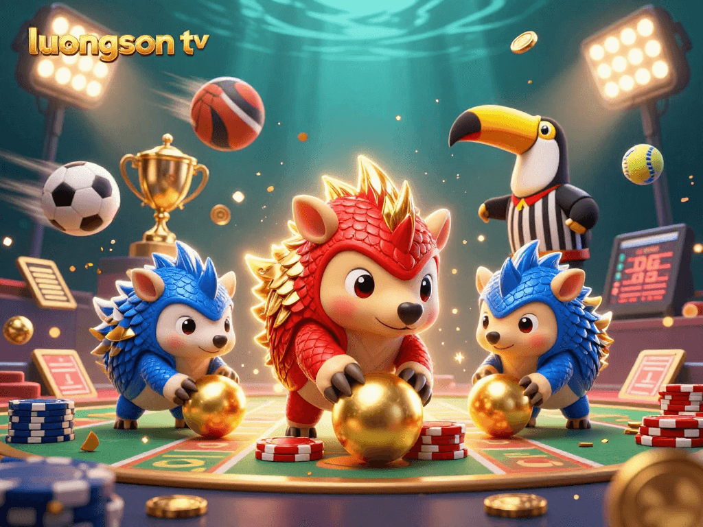 Enjoy thrilling moments with luongson tv as rival pangolins roll through golden jackpots in this dynamic scene.