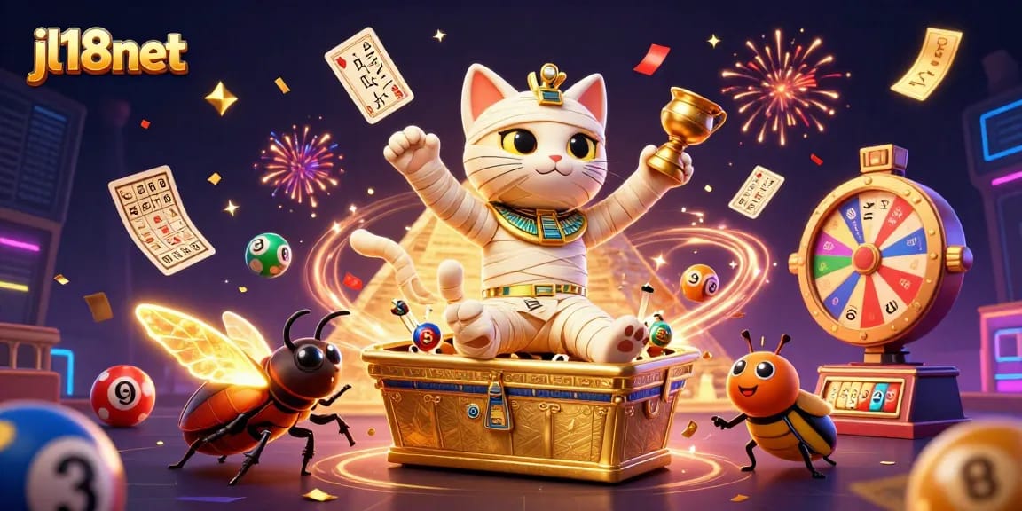 Experience thrilling gameplay at jl18net with a vibrant 3D illustration showcasing online casino excitement.