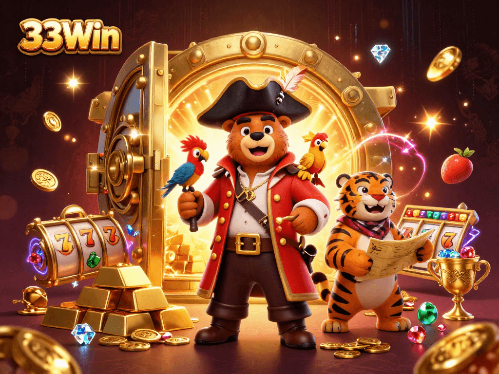 Engage with 33Win's vibrant pirate-themed adventure, uncovering treasures while enjoying slots.