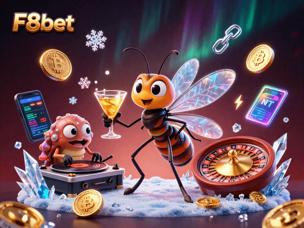 Experience excitement at F8bet with colorful casino mascots and dynamic gaming elements.