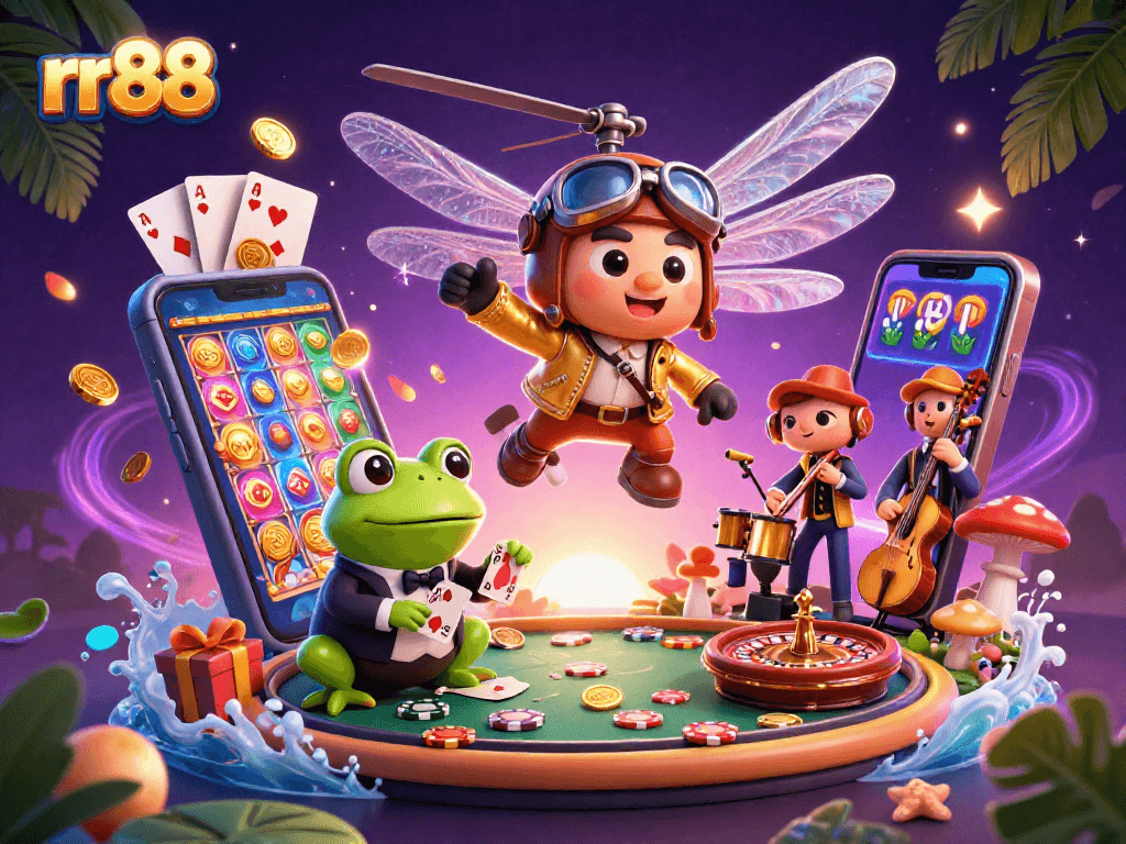 Experience the thrilling rr88 action in a vibrant casino scene with dynamic characters and games.