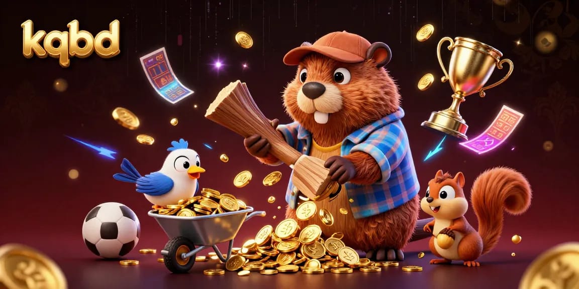 Place bets on kqbd with engaging sports-themed elements featuring beavers and vibrant gold.
