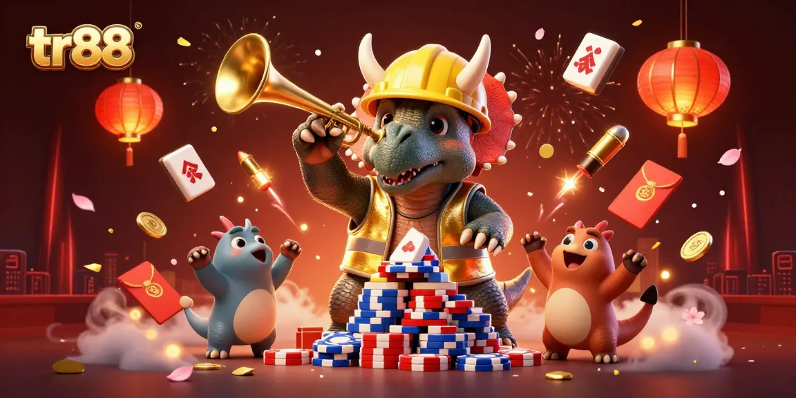 tr88 engages players with a vibrant casino scene featuring dynamic characters and festive gaming elements.