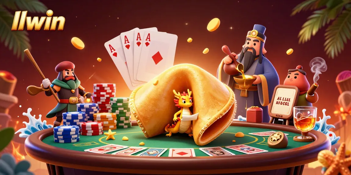 Win big at llwin with a dynamic 3D casino scene featuring vibrant poker elements and lively characters.