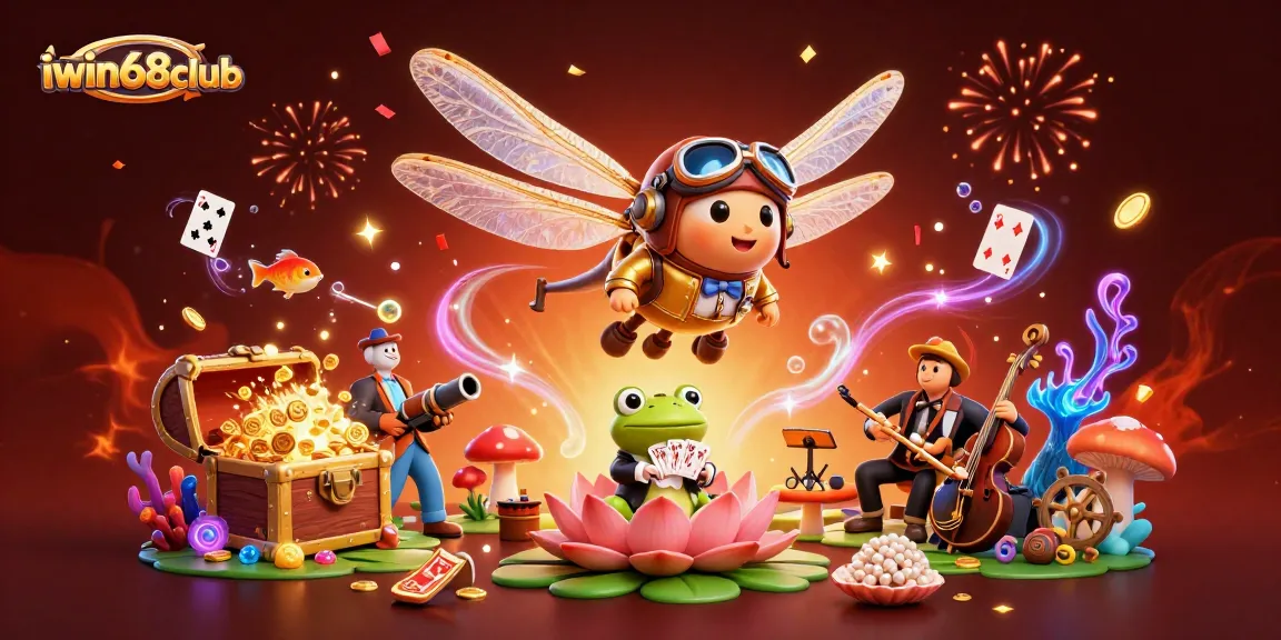 Experience the thrill of iwin68club with a vibrant casino illustration featuring engaging gaming elements.