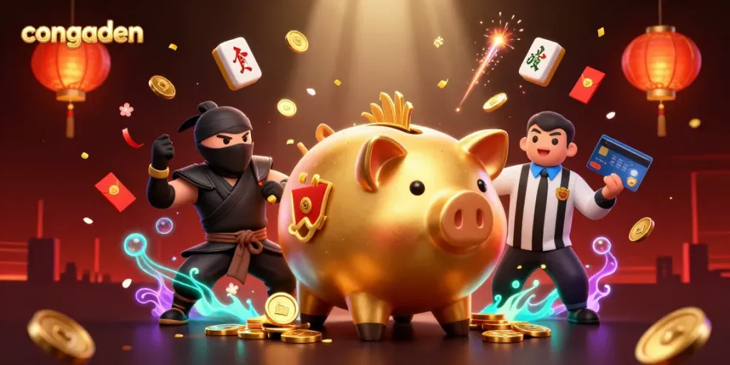 Watch the epic clash at Congaden with exciting characters and vibrant gambling-themed elements!