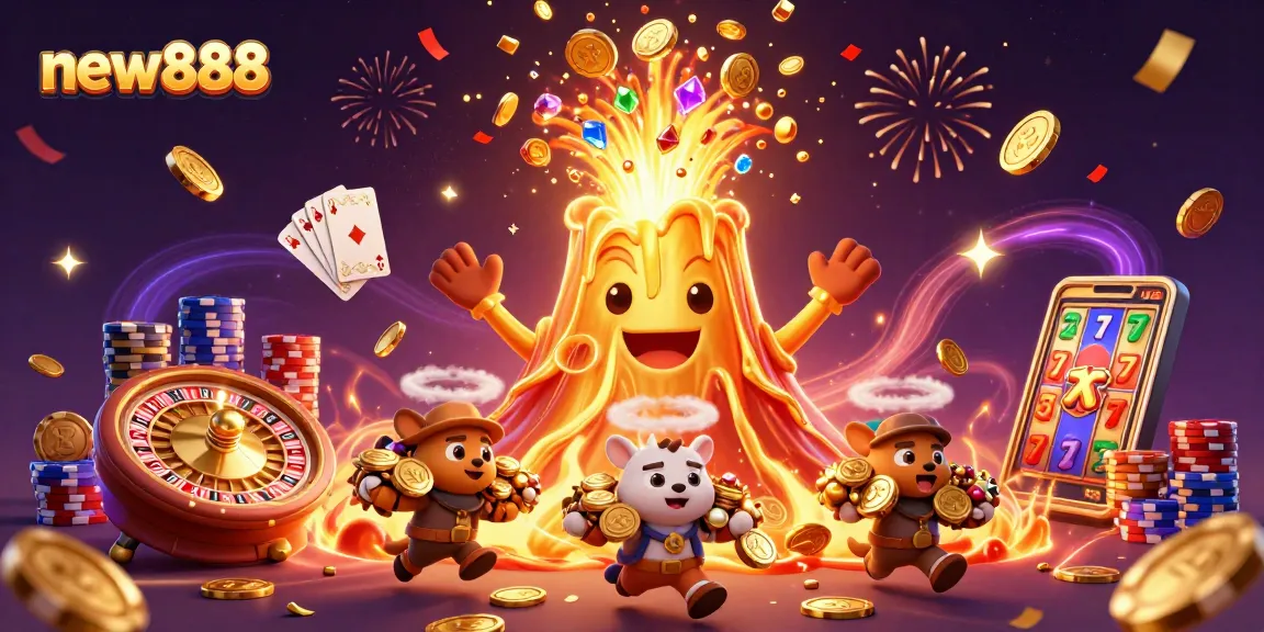 Experience exciting gameplay with new888 as the golden volcano erupts, showering players with coins and treasures.