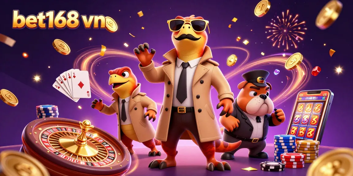 Experience the excitement of bet168 vn as cartoon raptors sneak into a VIP casino lounge.