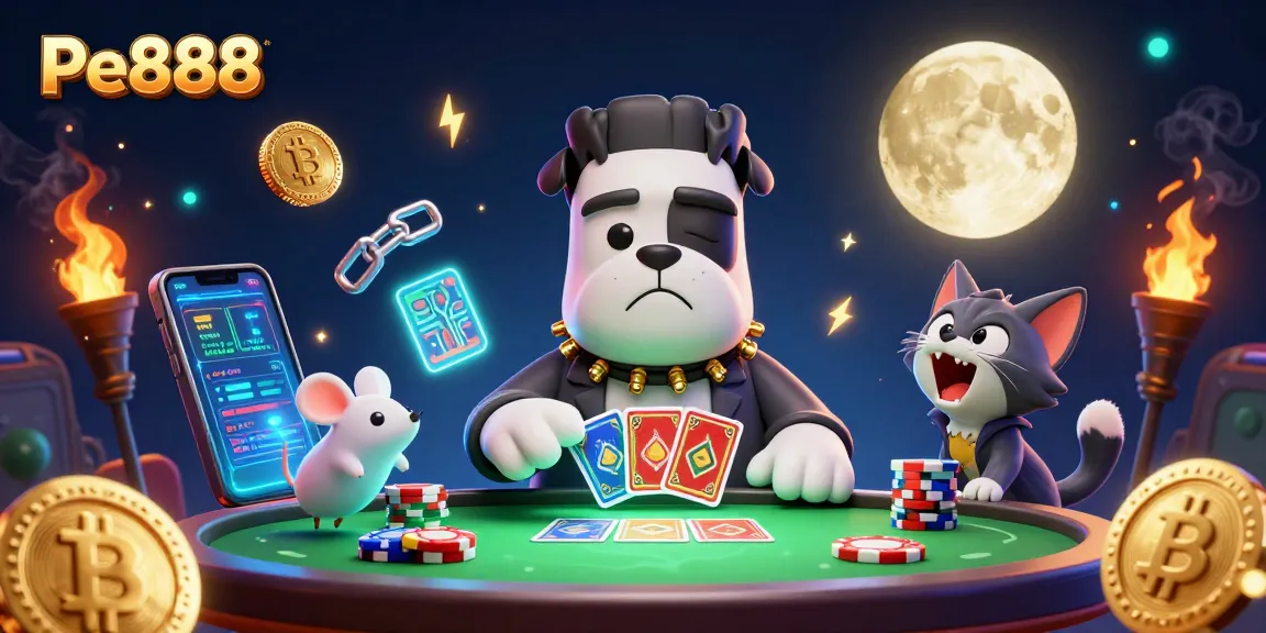 Engage in thrilling gambling fun with Pe888 featuring a whimsical 3D scene of characters and vibrant gaming elements.