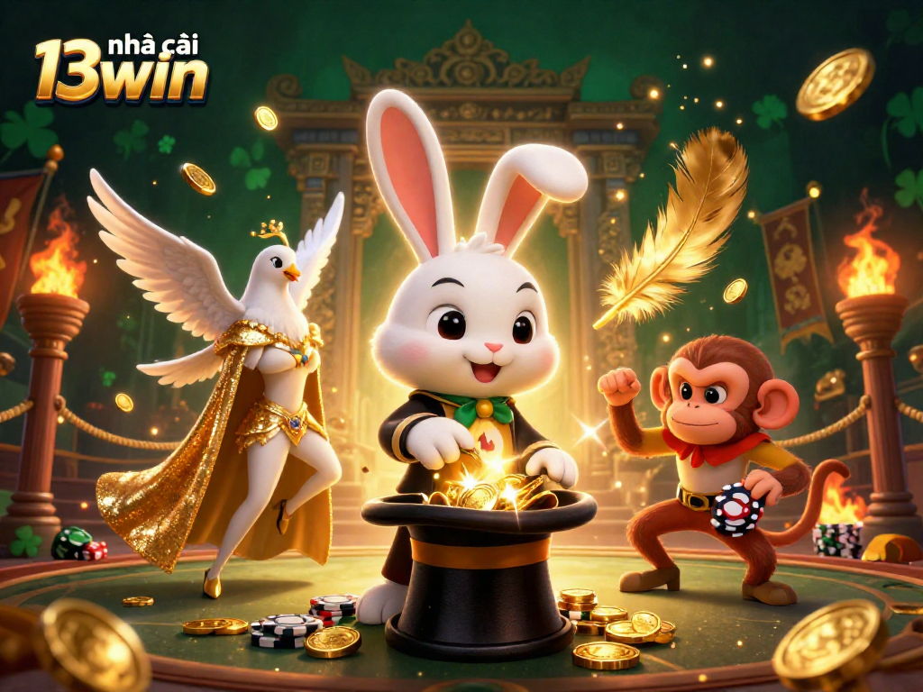Experience thrilling gameplay at nhà cái 13win with enchanting characters amidst vibrant casino elements.