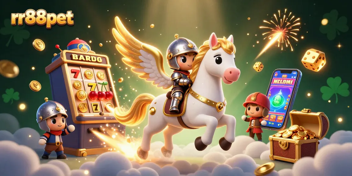 Experience the thrill of rr88pet with a celestial horse and dynamic casino elements bursting with action.