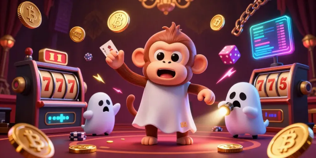Experience the thrilling F8BET gaming world as a poltergeist monkey juggles coins and a ghost-hunter puppy tracks its moves.
