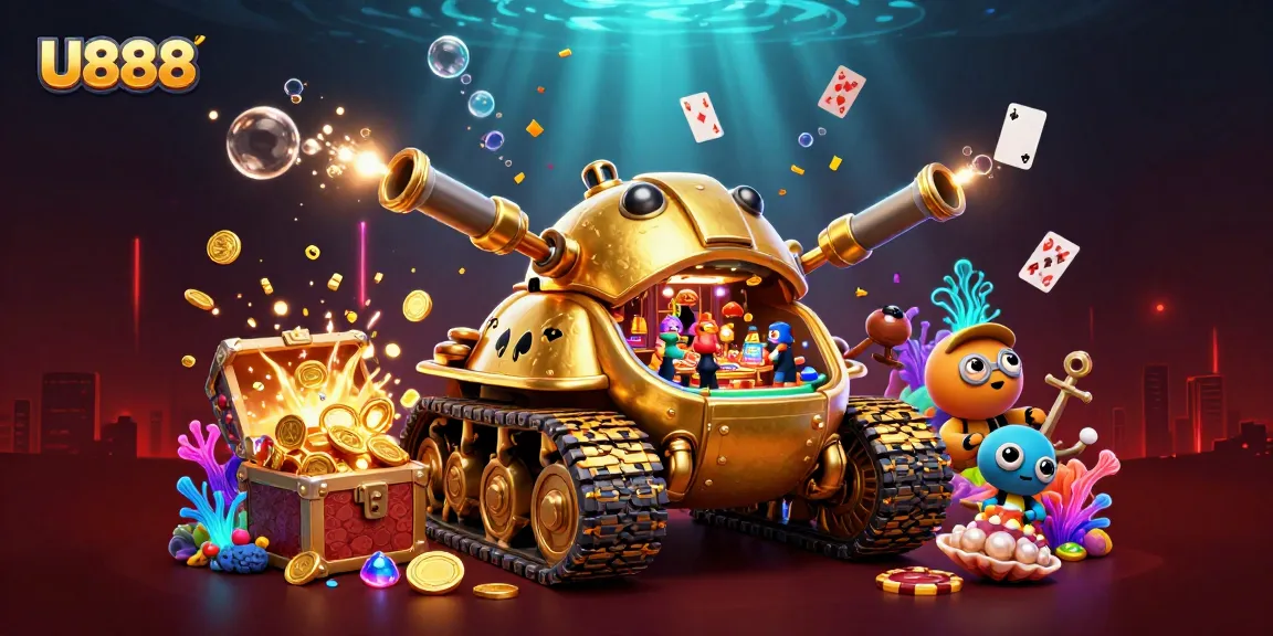 Win big with U888 in this ultra-detailed 3D illustration showcasing a vibrant casino scene.
