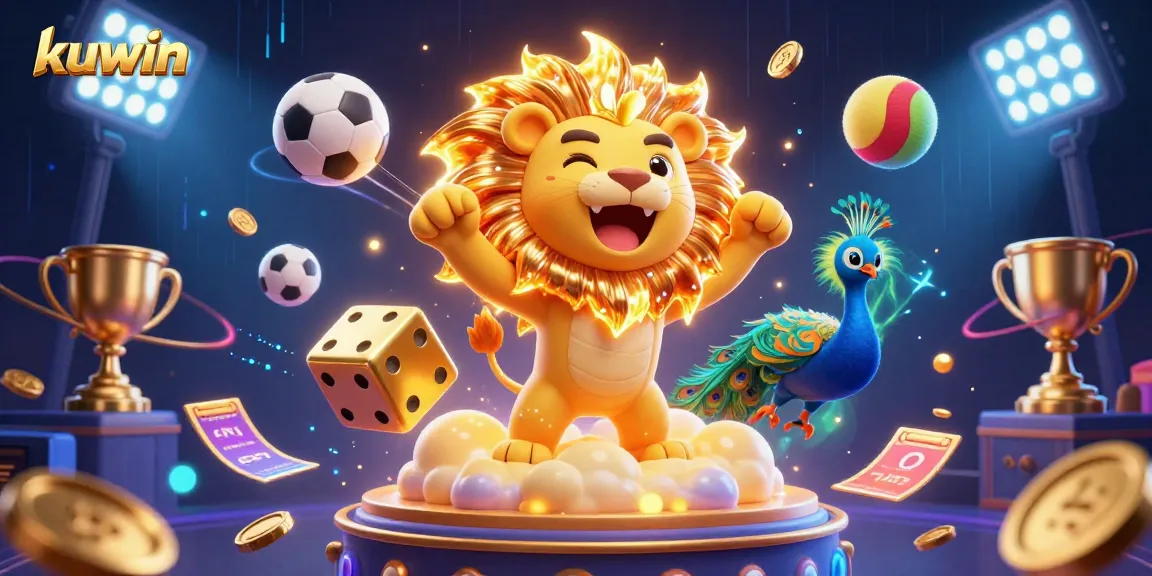 Kuwin players celebrate wins with dynamic 3D games, golden dice, and sports elements.