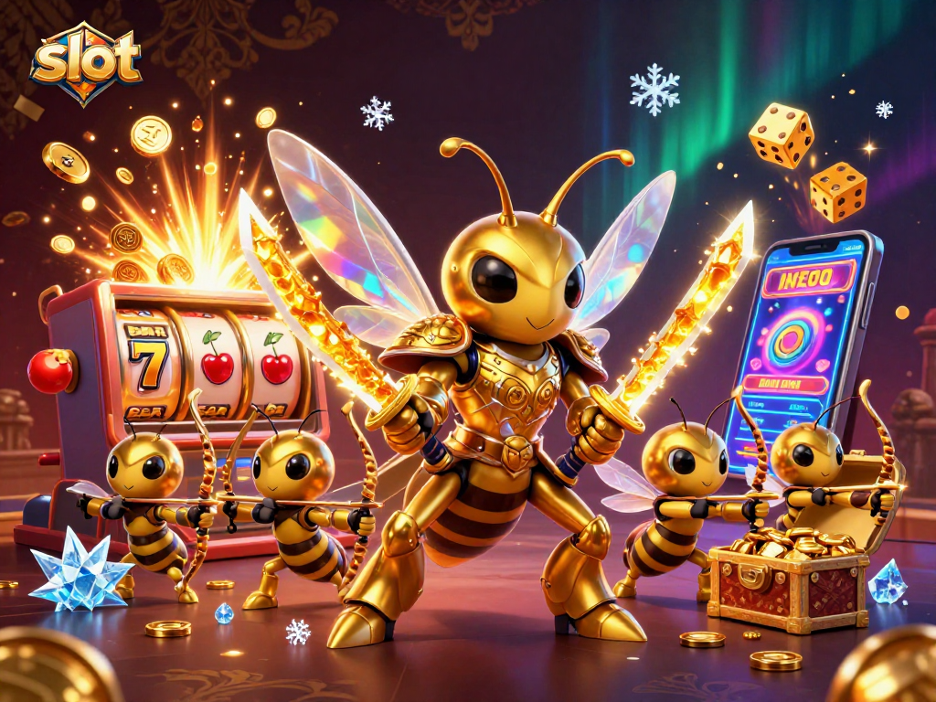Win big with slots in this vibrant 3D illustration showcasing dynamic casino elements.