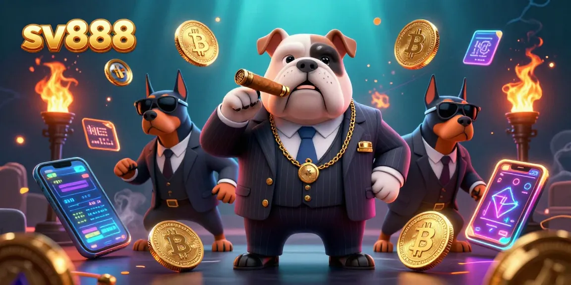 Engage in thrilling sv888 casino excitement with cartoon mafia elements and crypto visuals.