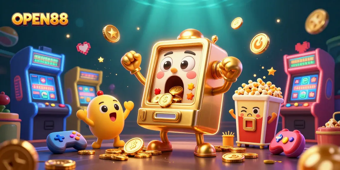 Experience the vibrant excitement of OPEN88's jackpot celebration with energetic slot machines.