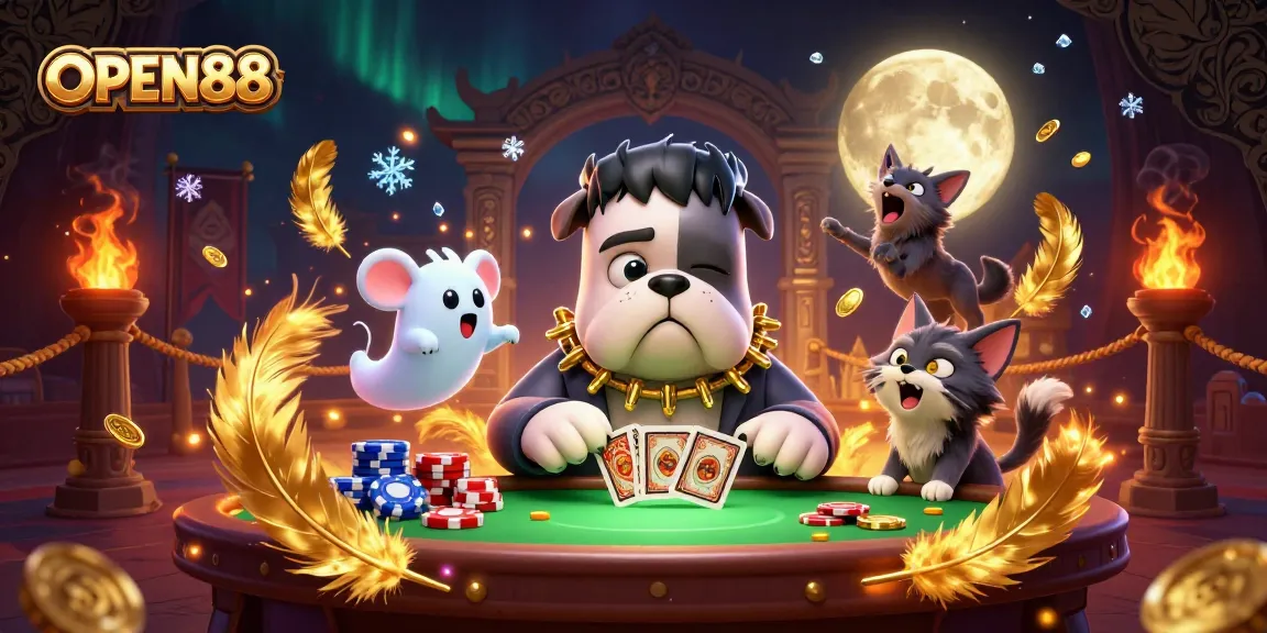 OPEN88 unveils a unique gambling scene featuring a Frankenstein bulldog, ghost mouse, and werewolf kitten.