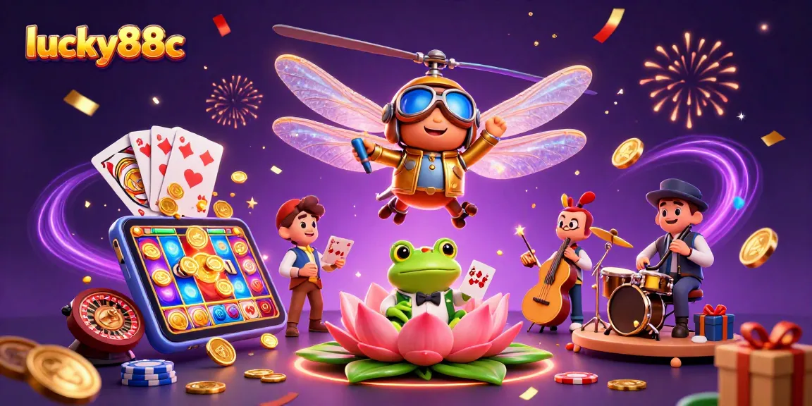 lucky88c showcases a vibrant casino scene with exciting card games and slot machines.