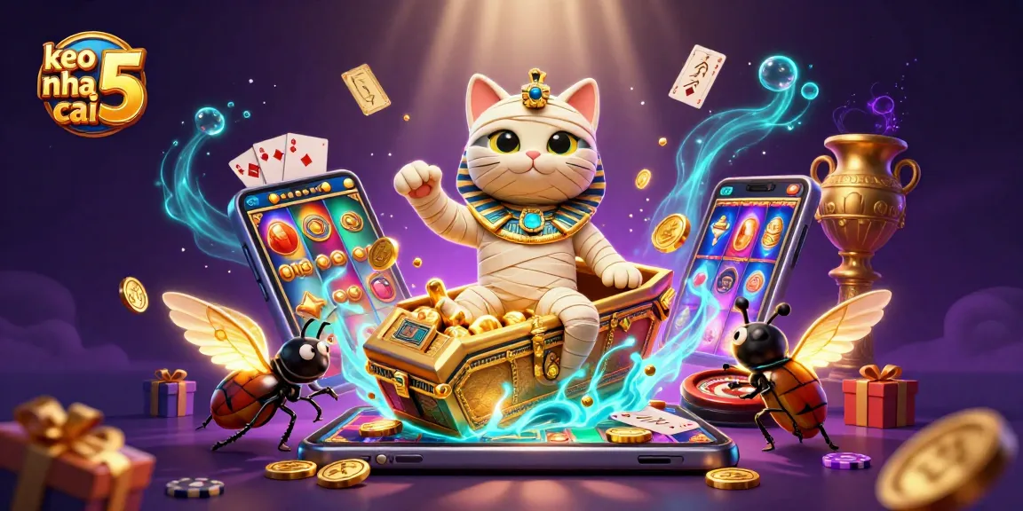 Win big with keo nha cai 5 as an Egyptian mummy cat brings thrilling casino action to life.