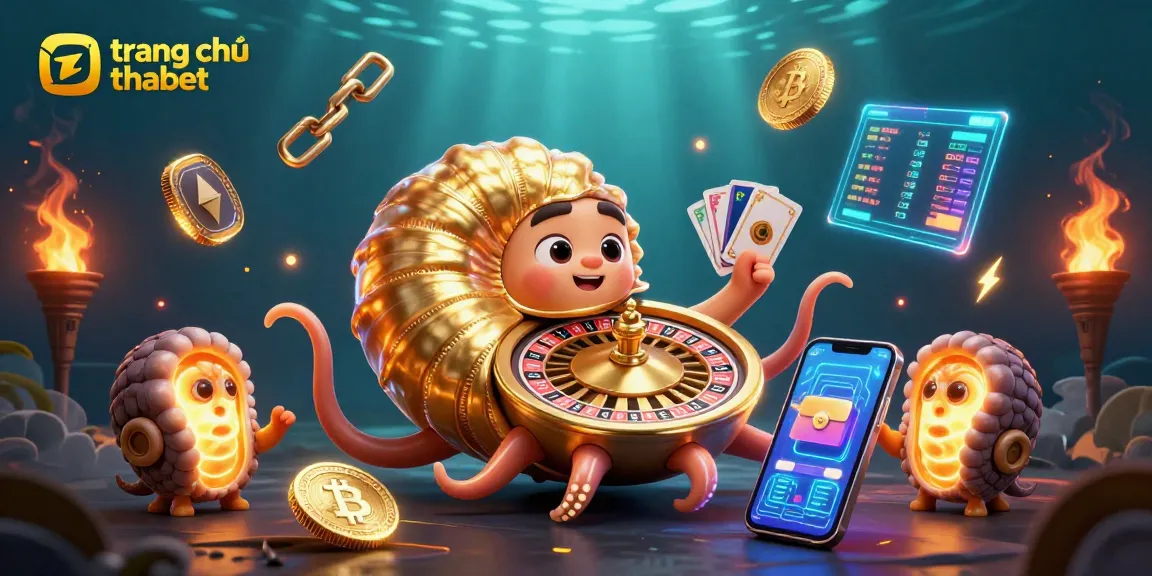 Experience the thrill of trang chủ thabet with a vibrant 3D casino scene showcasing ancient creatures and cryptocurrency elements.