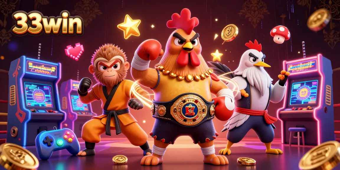 Engage in thrilling games at 33win with colorful 3D arcade machines and dynamic characters.