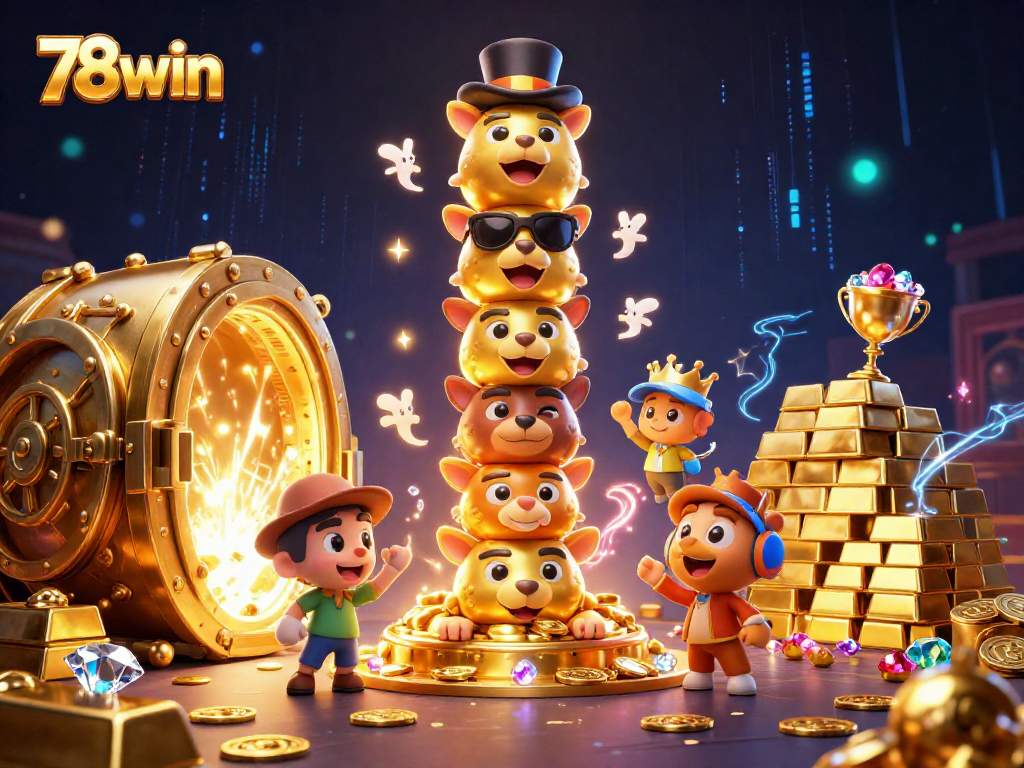 Experience the vibrant thrill of 78win's dynamic casino gaming world with this 3D illustration.