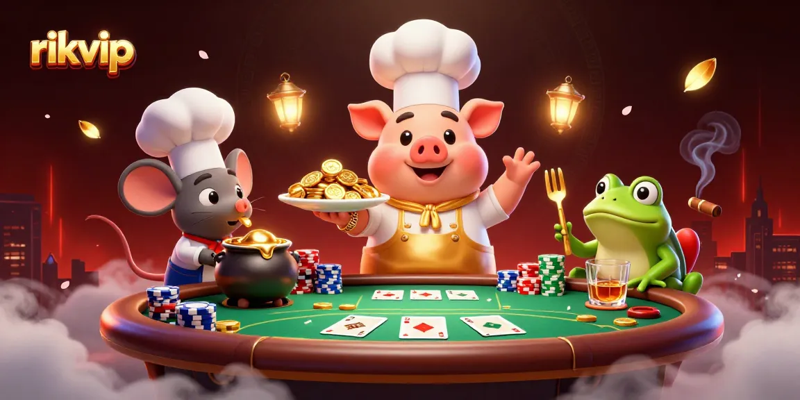 Experience thrilling gameplay at rikvip with cartoon characters in a vibrant casino scene.
